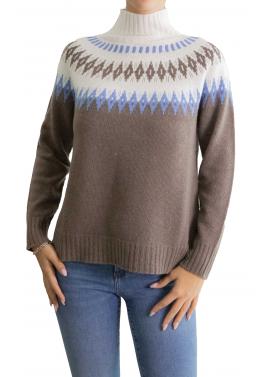 Maglione collo alto fantasia 